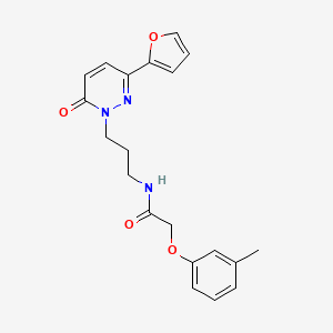 molecular formula C20H21N3O4 B2812418 N-(3-(3-(呋喃-2-基)-6-氧代吡啶并[1,6H]-基)丙基)-2-(间甲苯氧基)乙酰胺 CAS No. 1060208-39-0