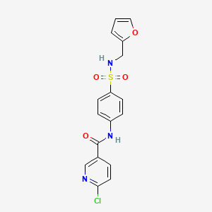 molecular formula C17H14ClN3O4S B2812431 6-chloro-N-[4-(furan-2-ylmethylsulfamoyl)phenyl]pyridine-3-carboxamide CAS No. 873940-57-9