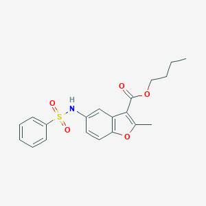 molecular formula C20H21NO5S B281244 Butyl 2-methyl-5-[(phenylsulfonyl)amino]-1-benzofuran-3-carboxylate 