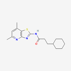 molecular formula C17H23N3OS B2812440 3-cyclohexyl-N-(5,7-dimethylthiazolo[4,5-b]pyridin-2-yl)propanamide CAS No. 1021078-66-9