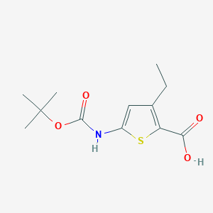 molecular formula C12H17NO4S B2812441 3-Ethyl-5-[(2-methylpropan-2-yl)oxycarbonylamino]thiophene-2-carboxylic acid CAS No. 2248343-29-3