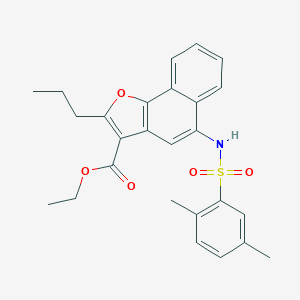 molecular formula C26H27NO5S B281245 Ethyl 5-{[(2,5-dimethylphenyl)sulfonyl]amino}-2-propylnaphtho[1,2-b]furan-3-carboxylate 
