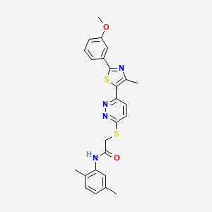 molecular formula C25H24N4O2S2 B2812452 N-(2,5-dimethylphenyl)-2-((6-(2-(3-methoxyphenyl)-4-methylthiazol-5-yl)pyridazin-3-yl)thio)acetamide CAS No. 923172-97-8