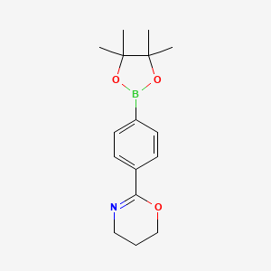 molecular formula C16H22BNO3 B2812459 2-[4-(Tetramethyl-1,3,2-dioxaborolan-2-YL)phenyl]-5,6-dihydro-4H-1,3-oxazine CAS No. 2377606-41-0