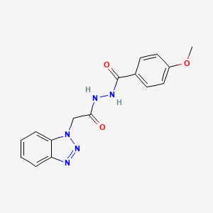 molecular formula C16H15N5O3 B2812460 N'-[2-(benzotriazol-1-yl)acetyl]-4-methoxybenzohydrazide CAS No. 306990-69-2