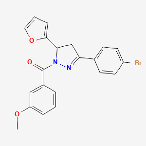 [5-(4-Bromophenyl)-3-(furan-2-yl)-3,4-dihydropyrazol-2-yl]-(3-methoxyphenyl)methanone