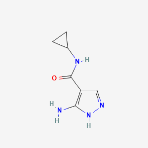 molecular formula C7H10N4O B2812464 5-氨基-N-环丙基-1H-吡唑-4-甲酰胺 CAS No. 2090331-19-2