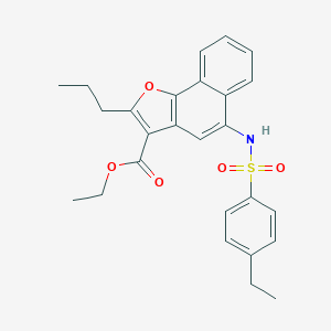 molecular formula C26H27NO5S B281247 Ethyl 5-{[(4-ethylphenyl)sulfonyl]amino}-2-propylnaphtho[1,2-b]furan-3-carboxylate 