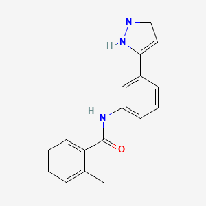 molecular formula C17H15N3O B2812479 N-(3-(1H-pyrazol-3-yl)phenyl)-2-methylbenzamide CAS No. 1187348-98-6