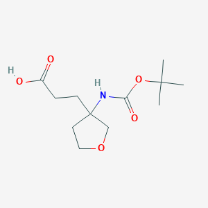 molecular formula C12H21NO5 B2812489 3-(3-{[(Tert-butoxy)carbonyl]amino}oxolan-3-yl)propanoic acid CAS No. 2167397-77-3