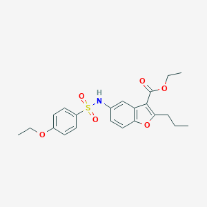 molecular formula C22H25NO6S B281249 Ethyl 5-{[(4-ethoxyphenyl)sulfonyl]amino}-2-propyl-1-benzofuran-3-carboxylate 