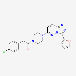 molecular formula C21H19ClN6O2 B2812492 2-(4-Chlorophenyl)-1-(4-(3-(furan-2-yl)-[1,2,4]triazolo[4,3-b]pyridazin-6-yl)piperazin-1-yl)ethanone CAS No. 1105219-52-0