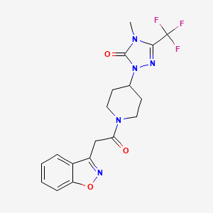 molecular formula C18H18F3N5O3 B2812498 1-(1-(2-(benzo[d]isoxazol-3-yl)acetyl)piperidin-4-yl)-4-methyl-3-(trifluoromethyl)-1H-1,2,4-triazol-5(4H)-one CAS No. 2034298-21-8