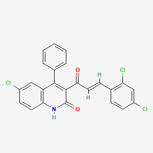 molecular formula C24H14Cl3NO2 B2812509 (E)-6-chloro-3-(3-(2,4-dichlorophenyl)acryloyl)-4-phenylquinolin-2(1H)-one CAS No. 392238-70-9