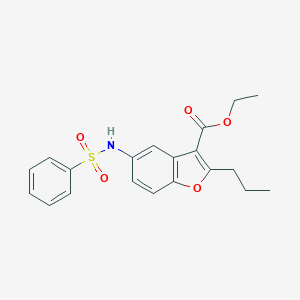 molecular formula C20H21NO5S B281251 Ethyl 5-[(phenylsulfonyl)amino]-2-propyl-1-benzofuran-3-carboxylate 