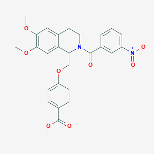 molecular formula C27H26N2O8 B2812513 Methyl 4-[[6,7-dimethoxy-2-(3-nitrobenzoyl)-3,4-dihydro-1H-isoquinolin-1-yl]methoxy]benzoate CAS No. 449766-22-7
