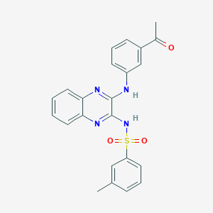 molecular formula C23H20N4O3S B2812516 N-[3-(3-acetylanilino)quinoxalin-2-yl]-3-methylbenzenesulfonamide CAS No. 568557-23-3