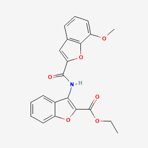 molecular formula C21H17NO6 B2812522 Ethyl 3-(7-methoxybenzofuran-2-carboxamido)benzofuran-2-carboxylate CAS No. 921569-45-1