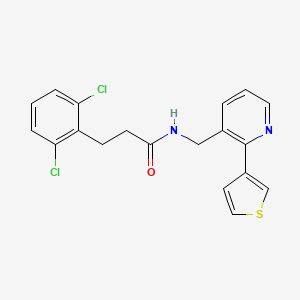 molecular formula C19H16Cl2N2OS B2812536 3-(2,6-dichlorophenyl)-N-((2-(thiophen-3-yl)pyridin-3-yl)methyl)propanamide CAS No. 2034564-51-5