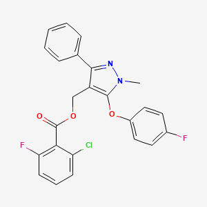 molecular formula C24H17ClF2N2O3 B2812540 [5-(4-fluorophenoxy)-1-methyl-3-phenyl-1H-pyrazol-4-yl]methyl 2-chloro-6-fluorobenzenecarboxylate CAS No. 956795-39-4