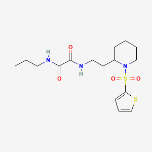 molecular formula C16H25N3O4S2 B2812541 N1-propyl-N2-(2-(1-(thiophen-2-ylsulfonyl)piperidin-2-yl)ethyl)oxalamide CAS No. 898446-53-2