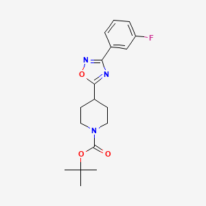 molecular formula C18H22FN3O3 B2812546 Tert-butyl 4-[3-(3-fluorophenyl)-1,2,4-oxadiazol-5-yl]piperidine-1-carboxylate CAS No. 1351398-10-1