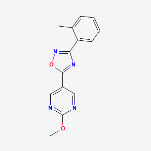 molecular formula C14H12N4O2 B2812549 5-(2-Methoxypyrimidin-5-yl)-3-(o-tolyl)-1,2,4-oxadiazole CAS No. 2034514-48-0