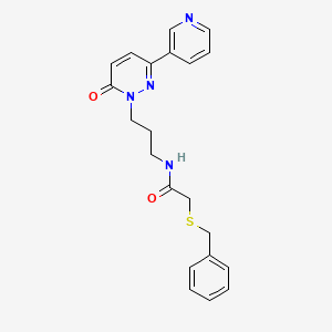 molecular formula C21H22N4O2S B2812566 2-(苄硫基)-N-(3-(6-氧代-3-(吡啶-3-基)吡咯啉-1(6H)-基)丙基)乙酰胺 CAS No. 1021258-57-0