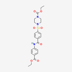 molecular formula C23H27N3O7S B2812567 Ethyl 4-[4-[(4-ethoxycarbonylphenyl)carbamoyl]phenyl]sulfonylpiperazine-1-carboxylate CAS No. 399001-00-4