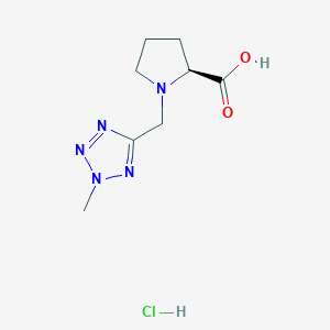 molecular formula C8H14ClN5O2 B2812570 (2S)-1-[(2-methyl-2H-1,2,3,4-tetrazol-5-yl)methyl]pyrrolidine-2-carboxylic acid hydrochloride CAS No. 2137092-55-6