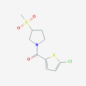 molecular formula C10H12ClNO3S2 B2812574 (5-Chlorothiophen-2-yl)(3-(methylsulfonyl)pyrrolidin-1-yl)methanone CAS No. 1448037-79-3