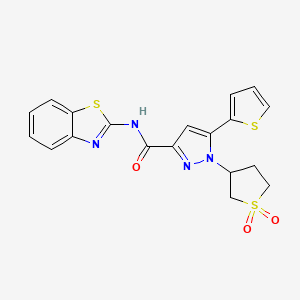 molecular formula C19H16N4O3S3 B2812576 N-(苯并[d]噻唑-2-基)-1-(1,1-二氧代四氢噻吩-3-基)-5-(噻吩-2-基)-1H-吡咯-3-甲酰胺 CAS No. 1203287-05-1