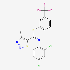 molecular formula C17H10Cl2F3N3S2 B2812579 3-(trifluoromethyl)phenyl N-(2,4-dichlorophenyl)-4-methyl-1,2,3-thiadiazole-5-carbimidothioate CAS No. 478080-21-6