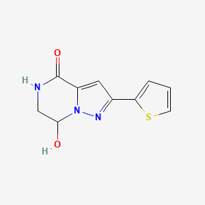 molecular formula C10H9N3O2S B2812581 7-hydroxy-2-(2-thienyl)-6,7-dihydropyrazolo[1,5-a]pyrazin-4(5H)-one CAS No. 1823984-43-5