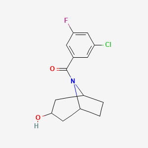 molecular formula C14H15ClFNO2 B2812587 (3-Chloro-5-fluorophenyl)-(3-hydroxy-8-azabicyclo[3.2.1]octan-8-yl)methanone CAS No. 2125117-20-4