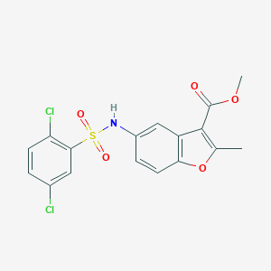 molecular formula C17H13Cl2NO5S B281259 Methyl 5-{[(2,5-dichlorophenyl)sulfonyl]amino}-2-methyl-1-benzofuran-3-carboxylate 