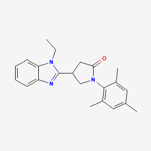 molecular formula C22H25N3O B2812598 4-(1-ethyl-1H-benzimidazol-2-yl)-1-(2,4,6-trimethylphenyl)pyrrolidin-2-one CAS No. 847395-77-1