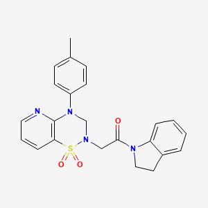 molecular formula C23H22N4O3S B2812605 2-(1,1-dioxido-4-(p-tolyl)-3,4-dihydro-2H-pyrido[2,3-e][1,2,4]thiadiazin-2-yl)-1-(indolin-1-yl)ethanone CAS No. 1251576-91-6