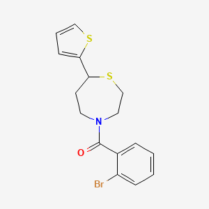 molecular formula C16H16BrNOS2 B2812612 (2-Bromophenyl)(7-(thiophen-2-yl)-1,4-thiazepan-4-yl)methanone CAS No. 1704636-48-5