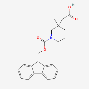 molecular formula C23H23NO4 B2812615 5-{[(9H-fluoren-9-yl)methoxy]carbonyl}-5-azaspiro[2.5]octane-1-carboxylic acid CAS No. 2137662-34-9