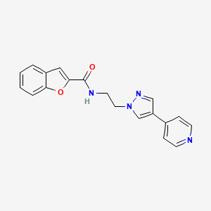 molecular formula C19H16N4O2 B2812622 N-{2-[4-(pyridin-4-yl)-1H-pyrazol-1-yl]ethyl}-1-benzofuran-2-carboxamide CAS No. 2034552-58-2