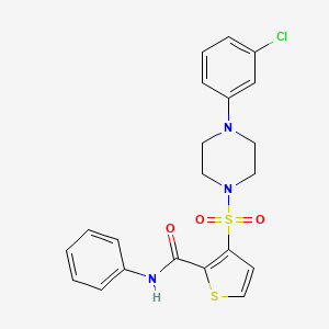 molecular formula C21H20ClN3O3S2 B2812628 3-{[4-(3-chlorophenyl)piperazin-1-yl]sulfonyl}-N-phenylthiophene-2-carboxamide CAS No. 1207013-84-0