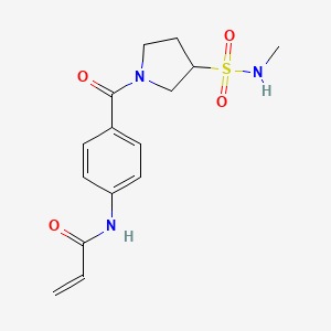 molecular formula C15H19N3O4S B2812636 N-[4-[3-(Methylsulfamoyl)pyrrolidine-1-carbonyl]phenyl]prop-2-enamide CAS No. 2361801-52-5