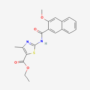 molecular formula C19H18N2O4S B2812644 乙酸-2-[(3-甲氧萘-2-甲酰)氨基]-4-甲基-1,3-噻唑-5-甲酸酯 CAS No. 312914-27-5