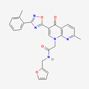molecular formula C25H21N5O4 B2812645 N-(4-methoxybenzyl)-2-[6-(2-methoxyphenyl)-2-(methylthio)-5,7-dioxo-6,7-dihydro[1,3]thiazolo[4,5-d]pyrimidin-4(5H)-yl]acetamide CAS No. 1029770-03-3