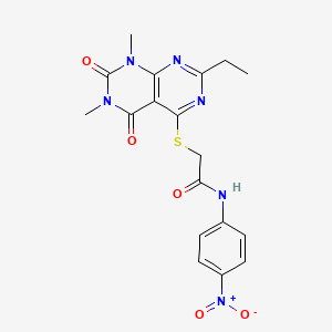 2-((2-ethyl-6,8-dimethyl-5,7-dioxo-5,6,7,8-tetrahydropyrimido[4,5-d]pyrimidin-4-yl)thio)-N-(4-nitrophenyl)acetamide