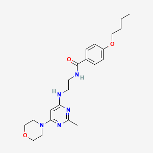 molecular formula C22H31N5O3 B2812674 4-丁氧基-N-(2-((2-甲基-6-吗啉基嘧啶-4-基)氨基)乙基)苯甲酰胺 CAS No. 1203116-37-3