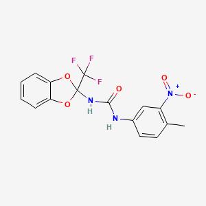 molecular formula C16H12F3N3O5 B2812675 1-(4-Methyl-3-nitrophenyl)-3-(2-(trifluoromethyl)benzo[d][1,3]dioxol-2-yl)urea CAS No. 452089-01-9
