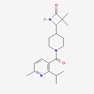 3,3-Dimethyl-4-[1-(6-methyl-2-propan-2-ylpyridine-3-carbonyl)piperidin-4-yl]azetidin-2-one