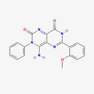 molecular formula C19H15N5O3 B2812685 4-Imino-6-(2-methoxyphenyl)-3-phenyl-1,3,7-trihydro-5,7-diazaquinazoline-2,8-dione CAS No. 499197-57-8